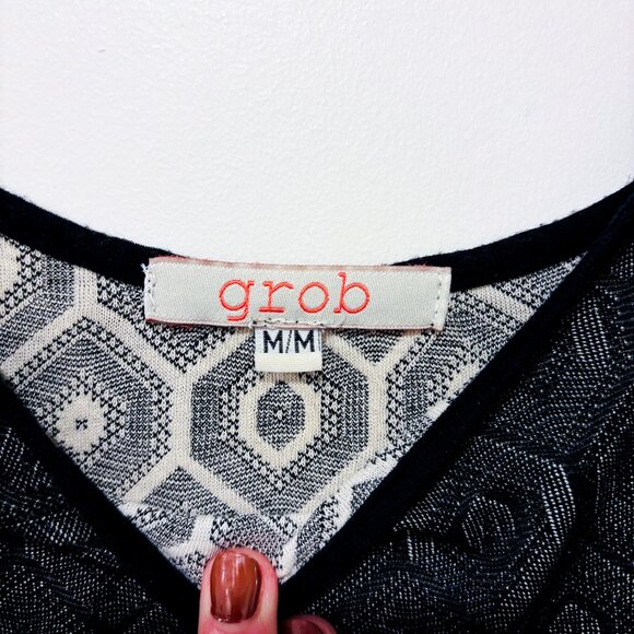 GROB‎ Black Maxi Dress with Sheer Hem & Textured Bodice | Medium * - Picture 4 of 6